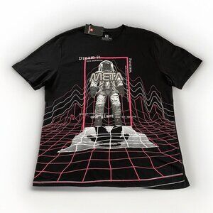Southpole Shirt Mens XL Black Nasa Graphic Pink White Astronaut Loud Futurism
